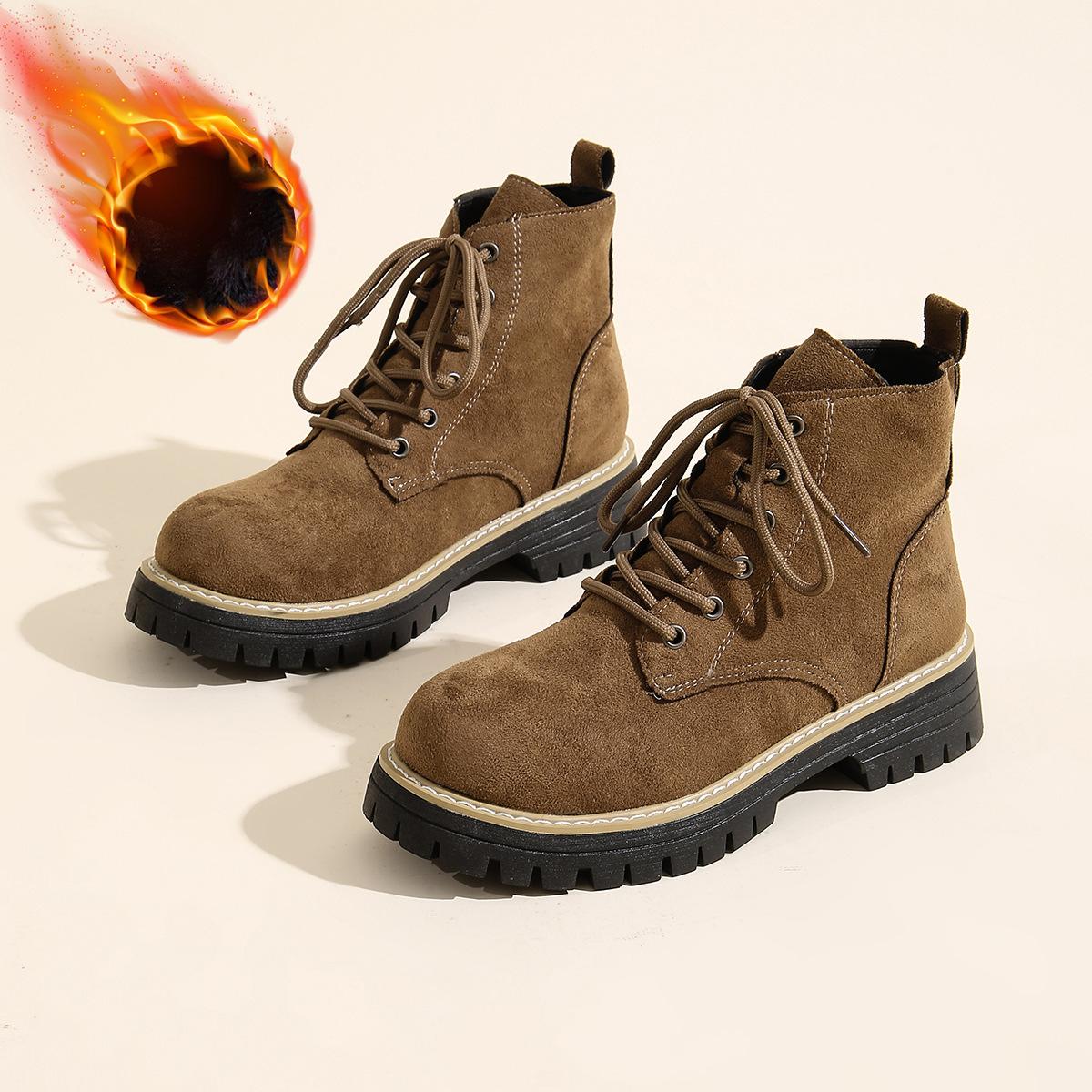 

Women s Wide Width Platform Martin Boots, Chunky Heel British Style Ankle Boots, Multi-Color Versatile Winter Booties 36