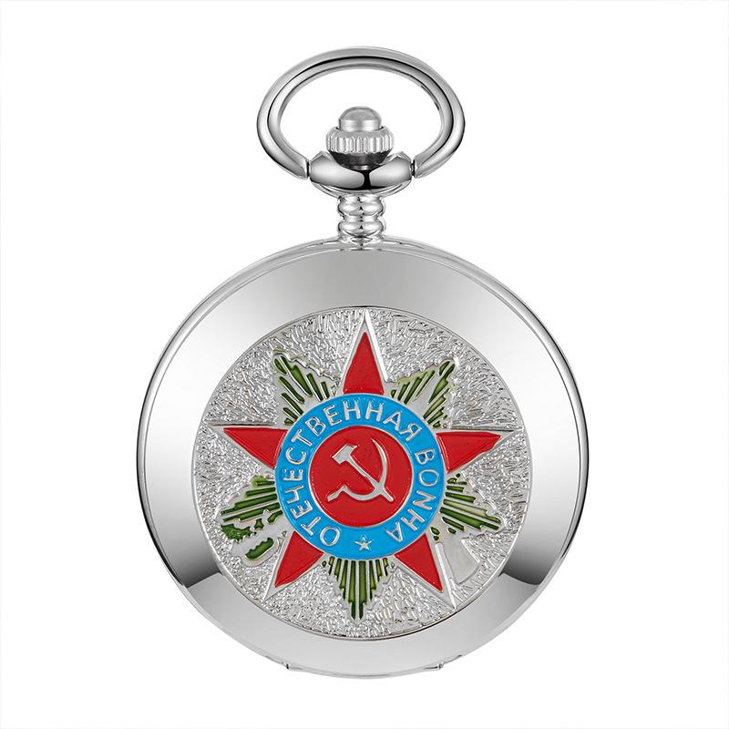Retro Classic Badge Logo Commemorative Flip Large Dial Semi-Automatic Mechanical Pocket Watch