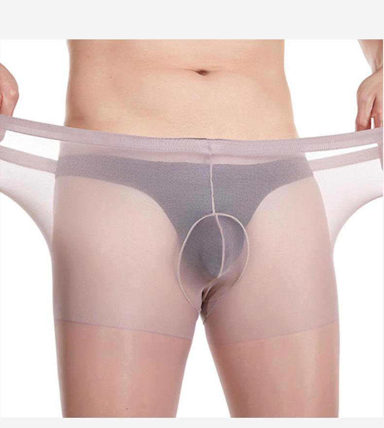 Qinghe Men's Ultra-Thin Silk Pantyhose with Sexy Invisible 200-Lb Support