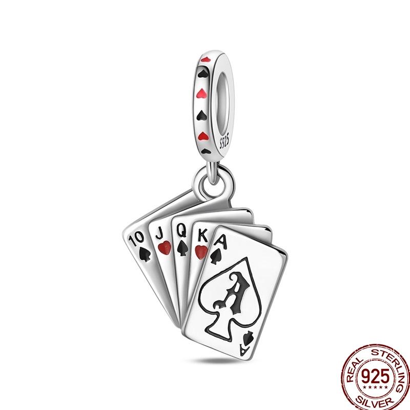 Original Charms Copper Poker Kitty Charms Bead Heart Marry Pave Zircon Fit 3Mm Bangle Bracelet Jewelry Gifts Making