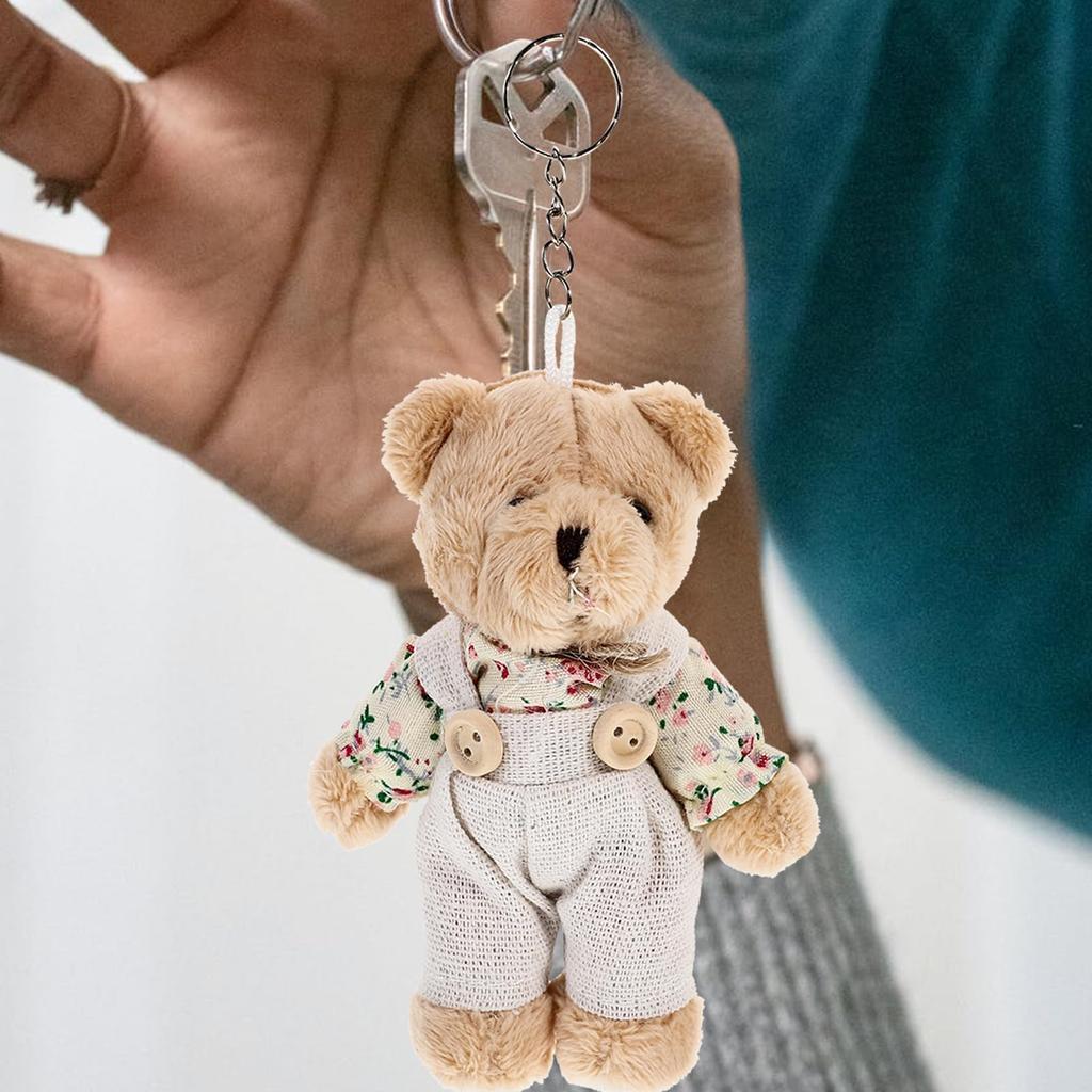 CALLARON Bear Plush Keychain Set of 2, Matching Couple Bag Decorations, Fluffy Bears, Valentine's Day Gift