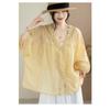 DIMANAF 2026 Summer Women Plus Size New Blouse Shirt Cotton Lace Embroidery Casual Loose Fashion Lady Tops Tees Batwing Sleeves