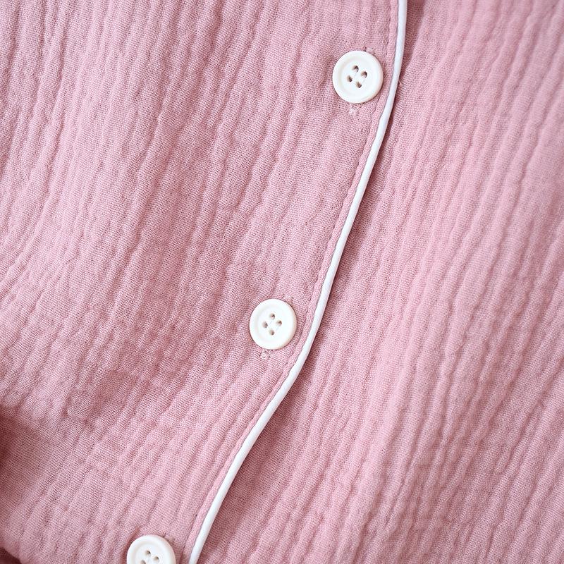 Japanese Couple's Pajamas Set: Plain Cotton, Loose Fit, Unisex, Plus Size, for Spring & Autumn.