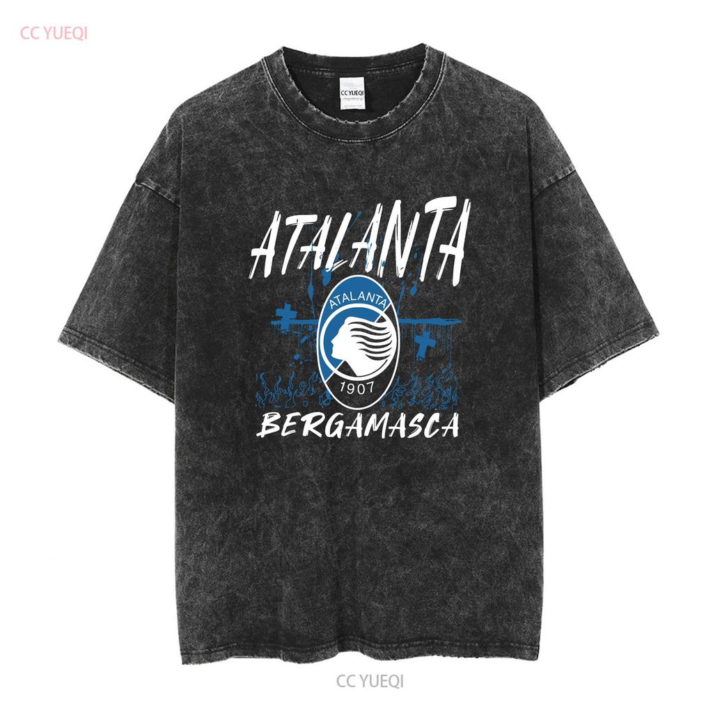 Atalanta Tričko Bergamasca Calcio La Dea Gli Orobici Nerazzurri Bergamo dlhý alebo krátky rukáv vintage Prané Bežné Mäkké