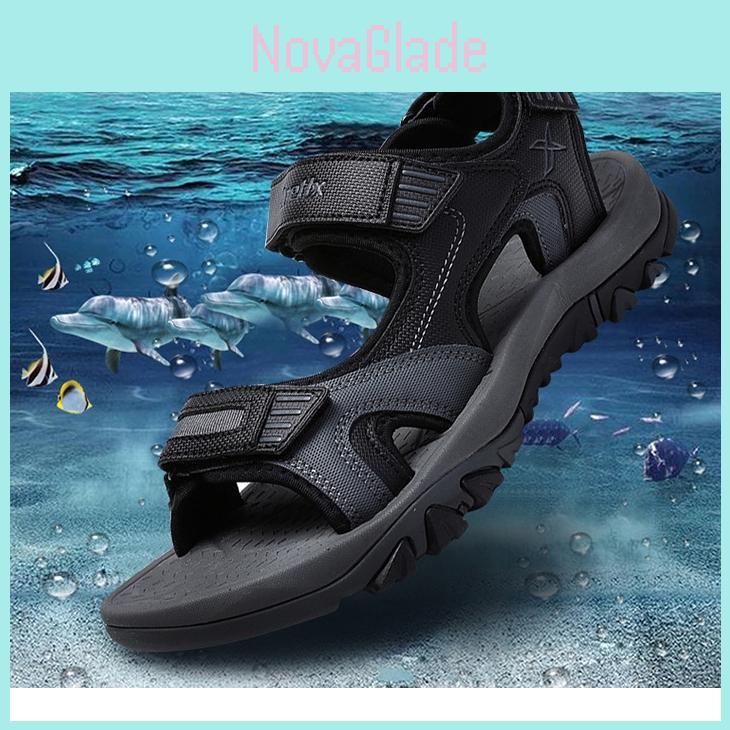 Premium Cowhide Leather Mens Beach Sandals With Breathable Sport Casual Comfort