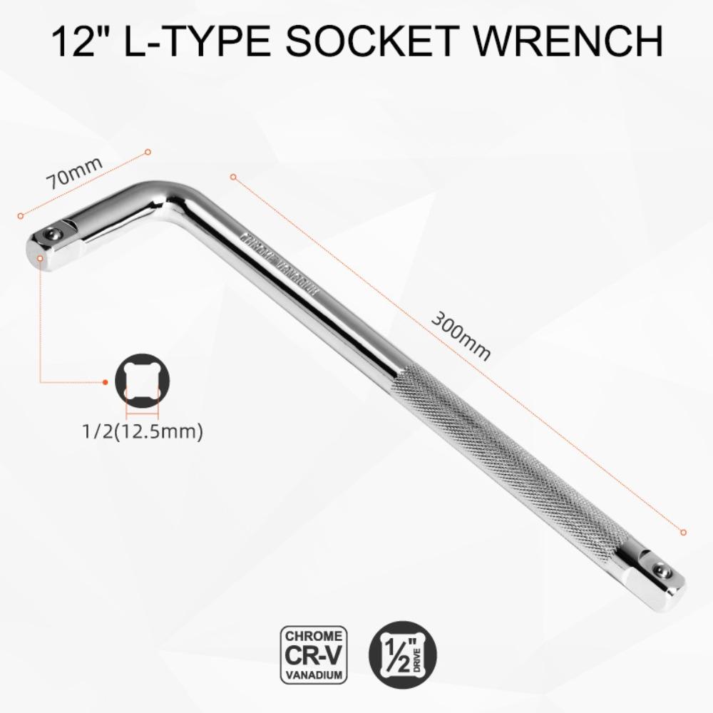Hand Tool 1/2" Drive Socket Extension Bar CR-V Silver Breaker Bar 200-350mm Extension Bar