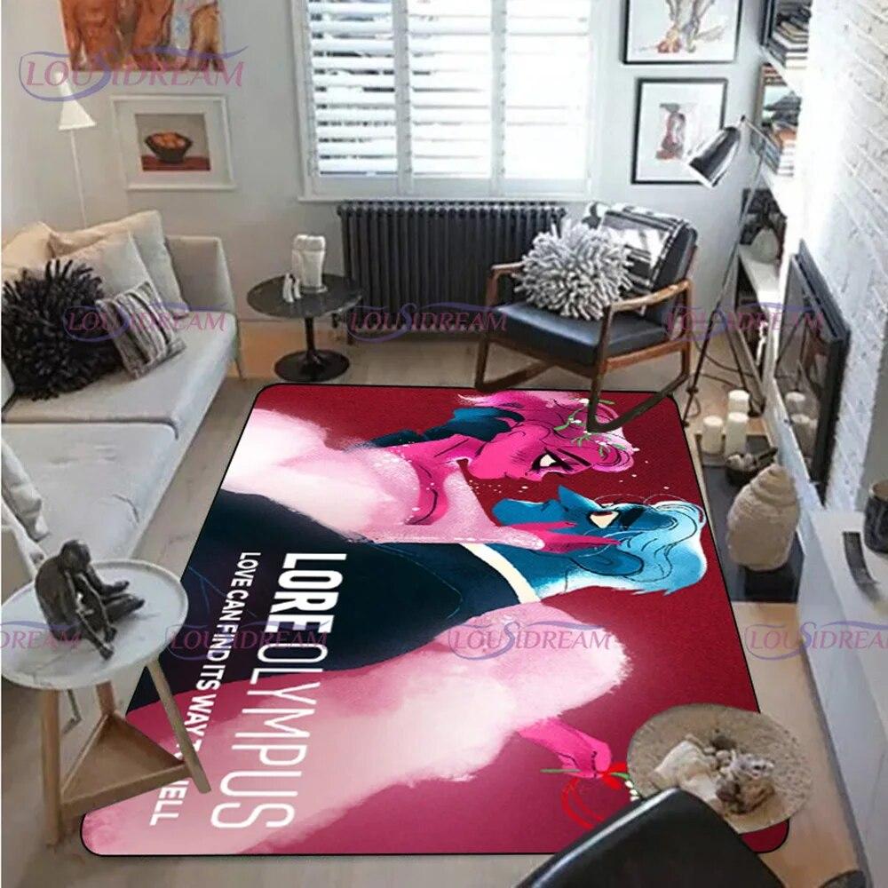 Cartoon Comics Lore Olympus Tištěný koberec Koberec do obývacího pokoje Ložnice Dekorace pohovky Šatna pro dospělé Protiskluzová podložka na podlahu