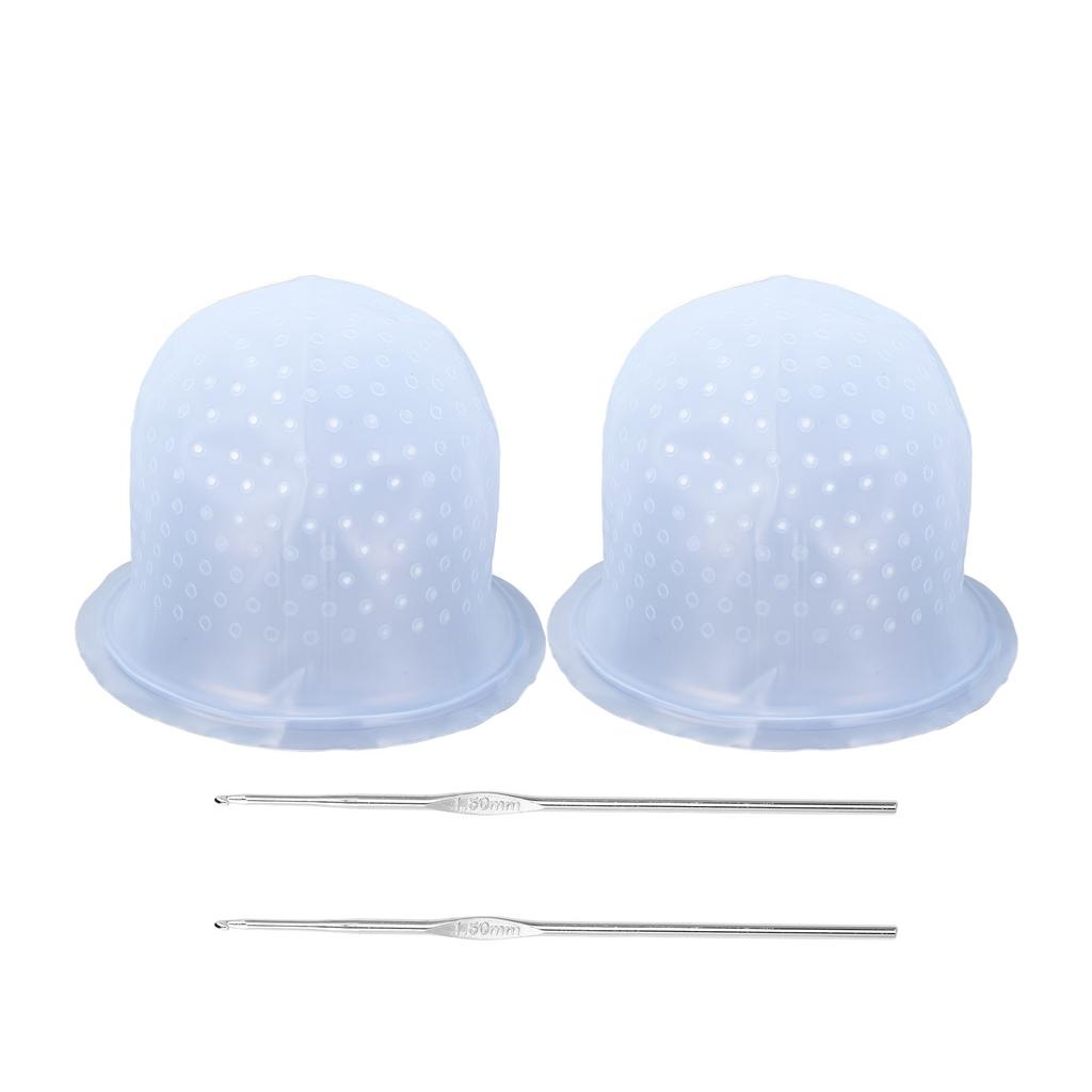 2 Set Silicone Punched Highlight Hair Cap Reusable Professional Hair Dyeing Coloring Staining Cap