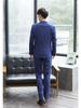 Men's Blue Plaid Slim Fit Blazer & Suit Set - Korean Style Two-Button Casual Tuxedo