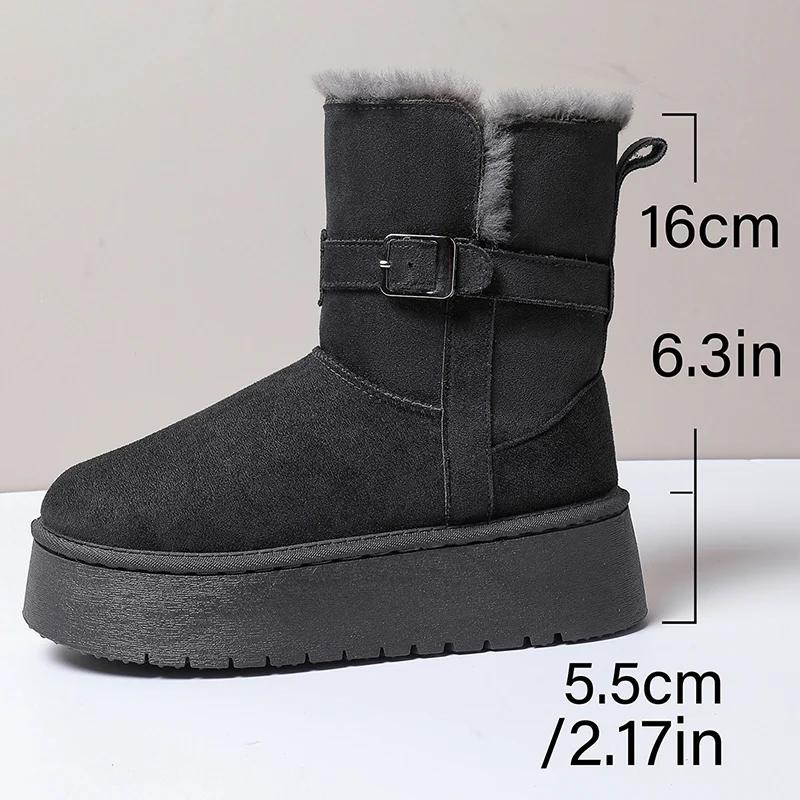 Warm Thicken Plush Chunky Platform Snow Boots Women  New Thick Bottom Winter Ankle Boots Woman Non Slip Cotton Padded Shoes