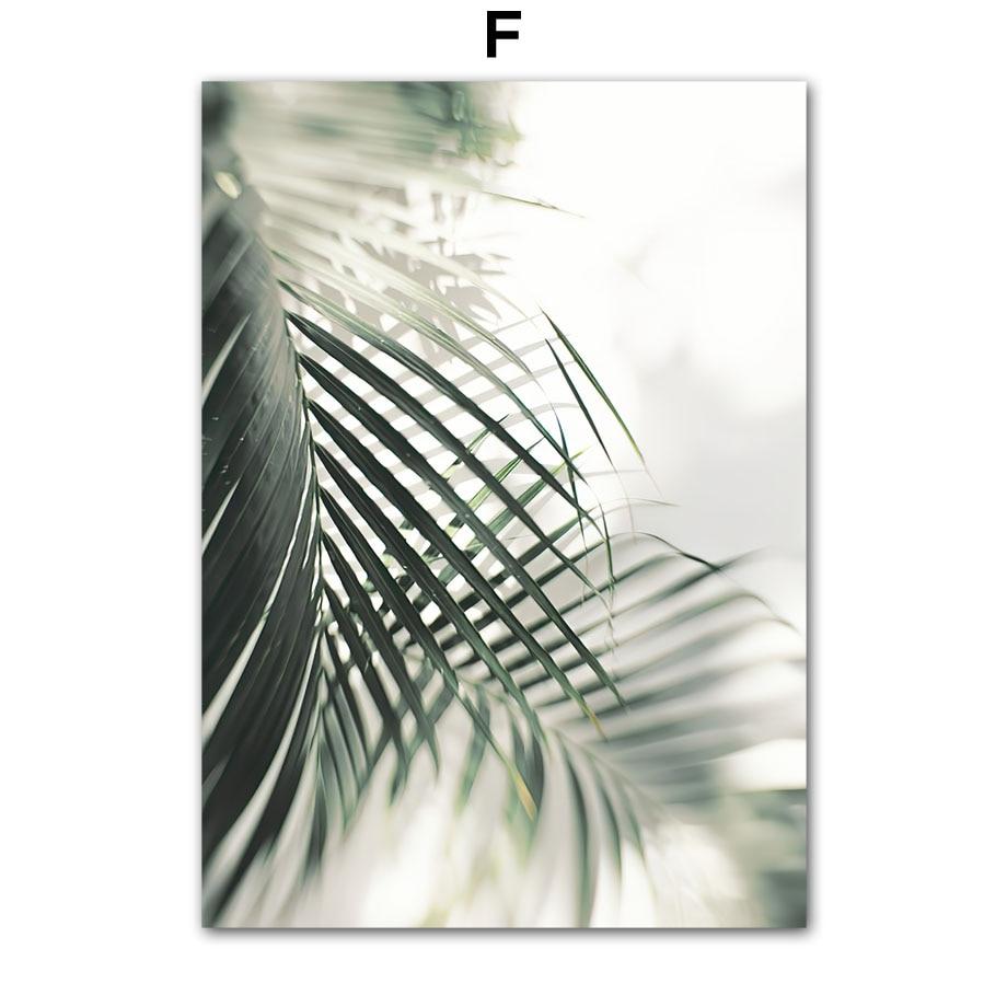 Tropické rostliny Palmové listy Bílý květ Nástěnná malbaPlátno Severské plakáty a obrazy Nástěnné obrazy pro výzdobu obývacího pokoje