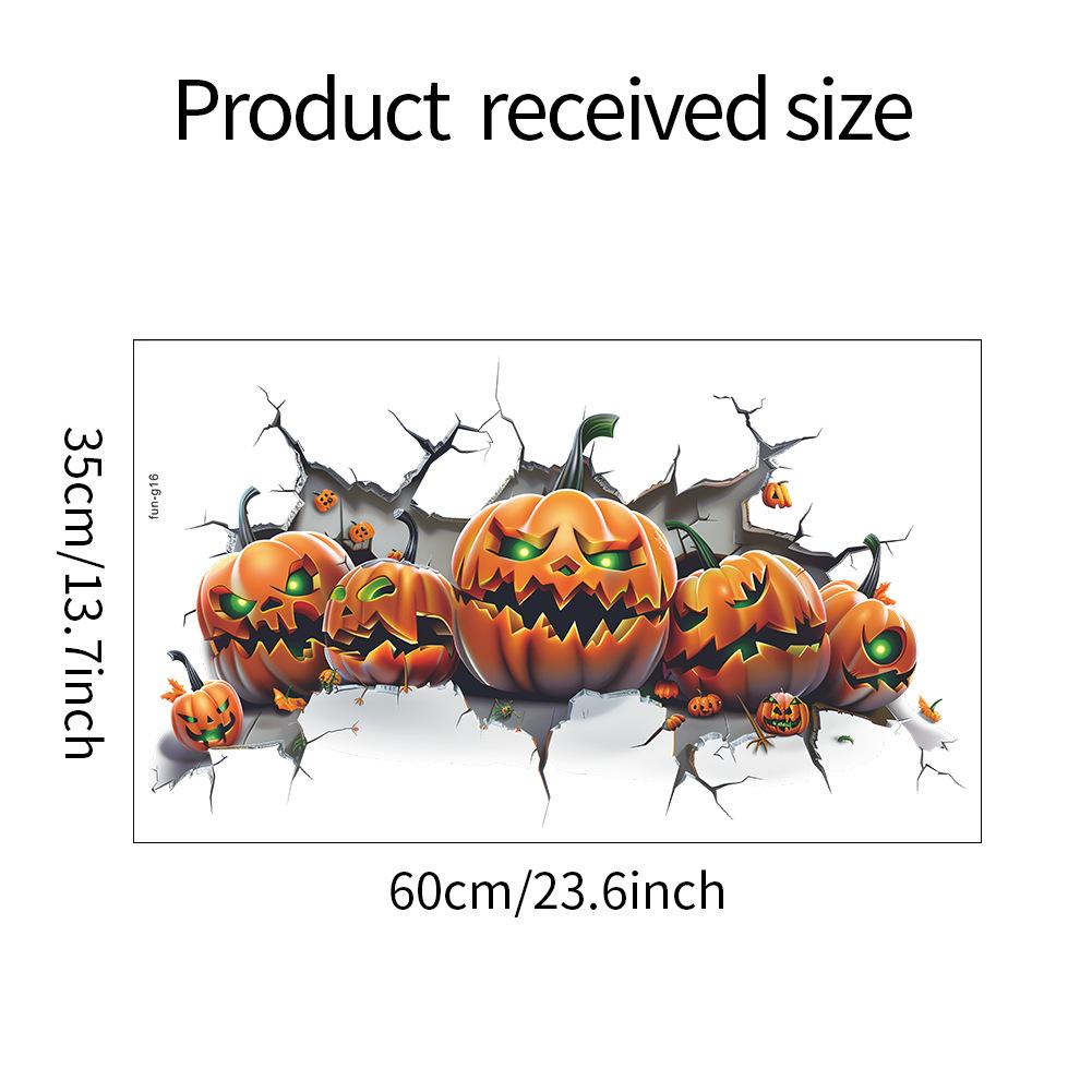 Halloween Pumpkins Wall Stickers, Creative 3D Halloween Wall Decals Peel And Stick, Removable DIY Wall Art Decor For Halloween Party Living Room Bedro