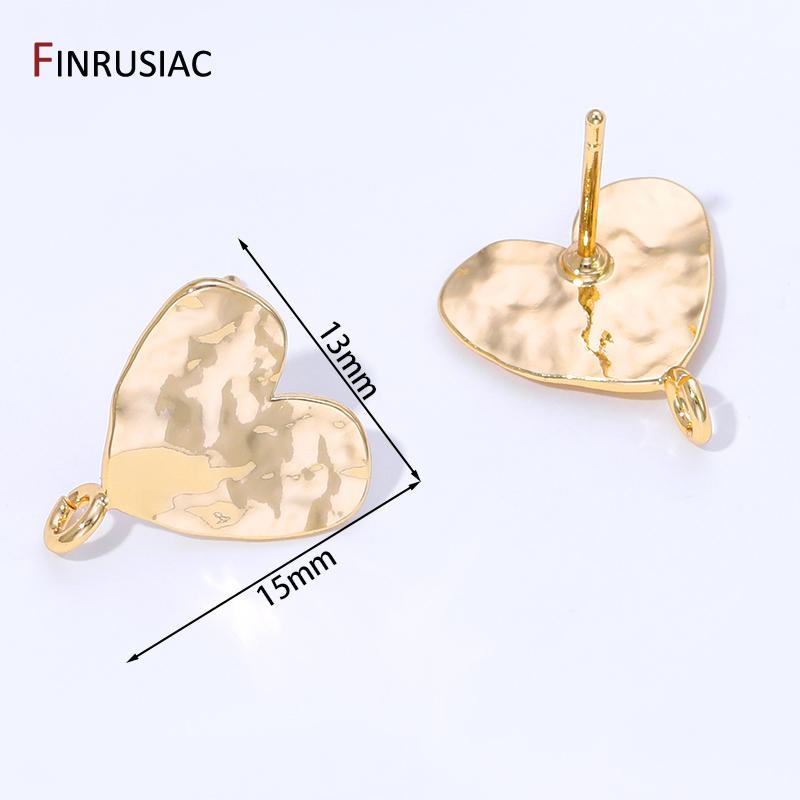 

14K Gold Plated Brass Heart Post Earring Stud Earring Hooks Earrings Findings DIY Jewellery Components Craft accessories 1 pair