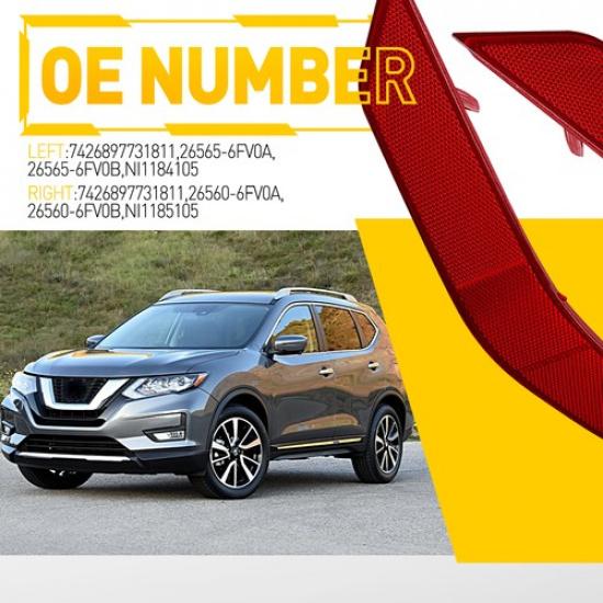 For Nissan 2017- & Rogue 2X Right Left Side Bumper Rear Reflector Light Case