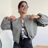 European and American Style, New Women's Clothing, Fashionable Versatile Round Neck Soft Short Bomber Jacket