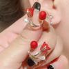 Two Wear Sweet Tulip Red Earrings For Women Luxury Post Hanging Ear Studs