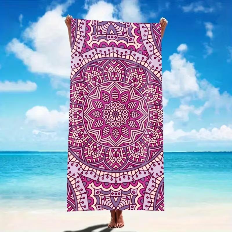 Bohemian Flowers Beach Towel Ethnic Style Floral Print Quick Dry Sandproof Absorbent Towel for Summer Beach Travel Vacation