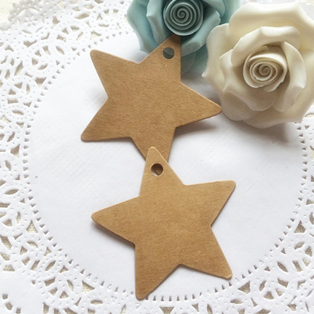 50pcs Star Kraft Paper Label Wedding Christmas Halloween Party Favor Price Gift Card Tags White Black Jewelry Display Packaging