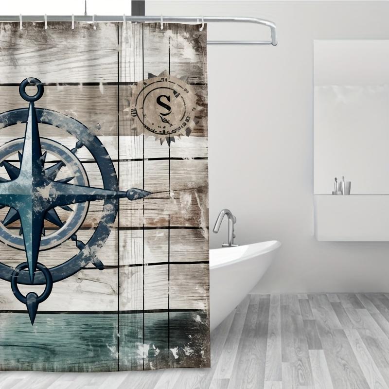 1pc Nautical-Themed Anchor & Rope Shower Curtain,  Durable Polyester, Easy Clean, for Bathroom Decor