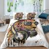 Set Copripiumino Leopardo King Copripiumino Ghepardo Feroce Copriletto Animale Selvatico Safari Decorazione Camera da Letto per Adolescenti Set Biancheria da Letto