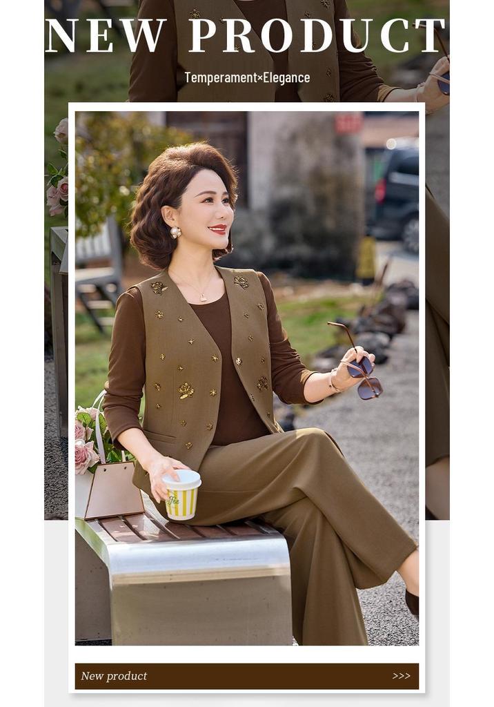 Stylish Women's Spring 2026 Suit: Trendy Vest, Wide-Leg Pants & Base Layer Three-Piece Set