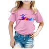 Stylisches Rundhals-T-Shirt mit Tanz-Print, Bunte kurzärmelige Sommer-Top für mittlere bis große Größen, Trendiger Cartoon-Baby-Sommerw