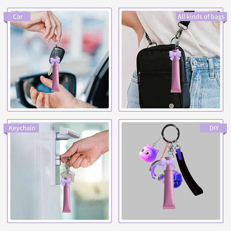 Portachiavi Portabalsamo Labbra in Silicone Durevole Tappo Ciondolo per Borsa Portachiavi Tappo Custodia per Rossetto Accessori Strumenti per Trucco Portachiavi Tappo per Lucidalabbra