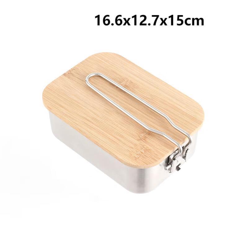 CENLOON Outdoor Camping 304 Stainless Steel Bento Box with Bamboo Lid (2-Pack)
