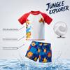 Boys' Quick-Dry Sun Protection Two-Piece Swimsuit with Printed Short Sleeve and Beach Pants