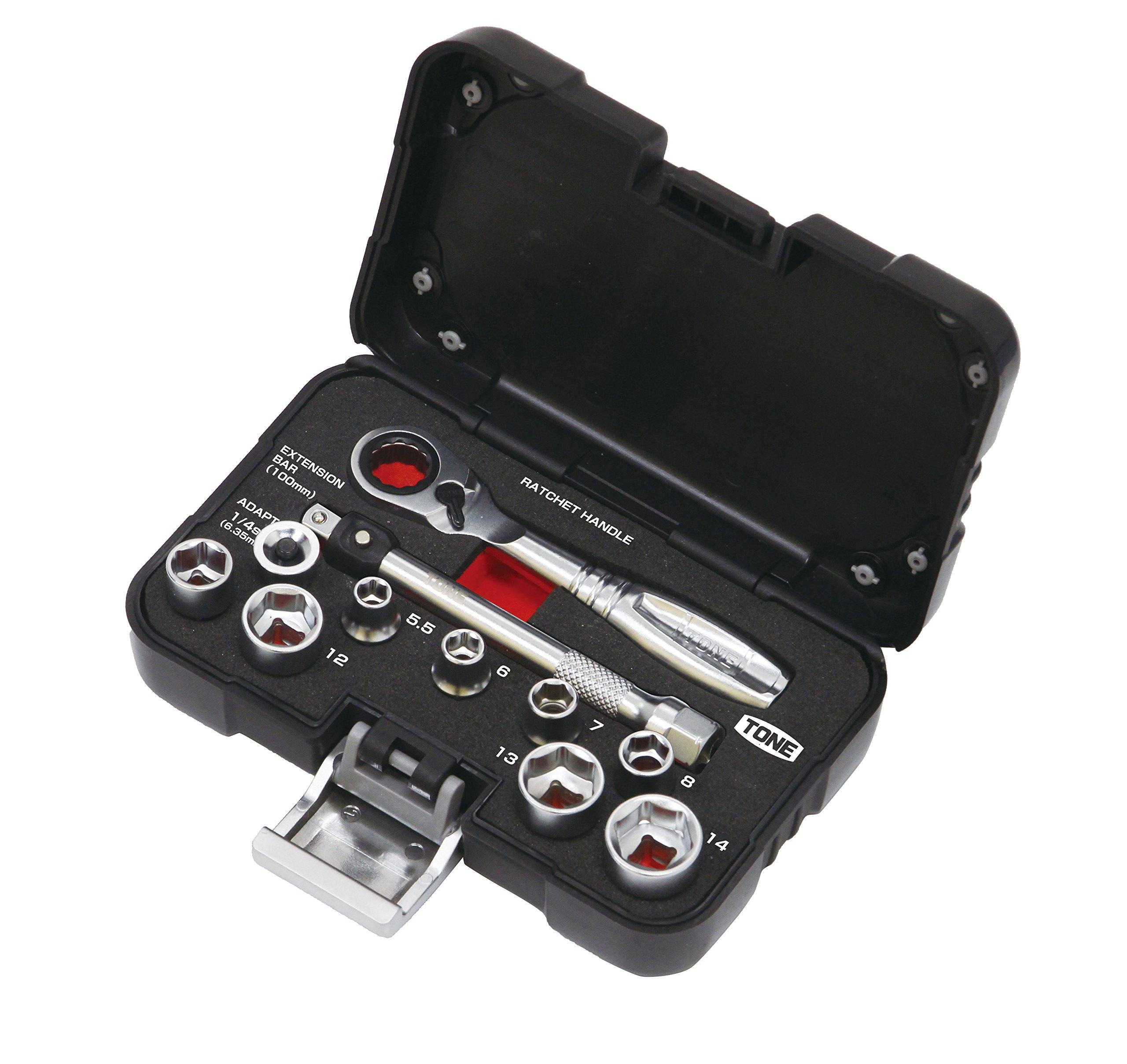 

TONE Socket Wrench Set N-S1183SSP Drive Angle 6.35mm (14 ) Black Contents 11 items