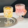 Europäische Retro Hohe Glasbecher auf Fuß, Bemalte Polka Dot Whiskeygläser, High-End Brandy Champagner Weingläser Barzubehör