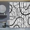 1 Stuk Zwart-Wit Onregelmatig Gestreept Patroon Douchegordijn, Machine Wasbaar Polyester, Geschikt Voor Badkamer Decoratie.
