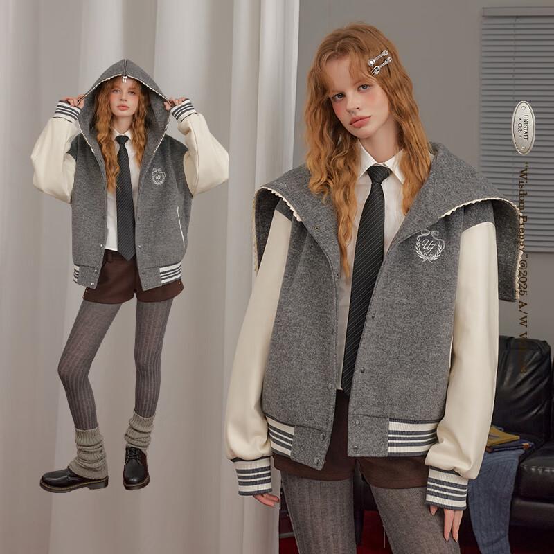 UNIFREE Women's Preppy Bowknot Hooded Jacket