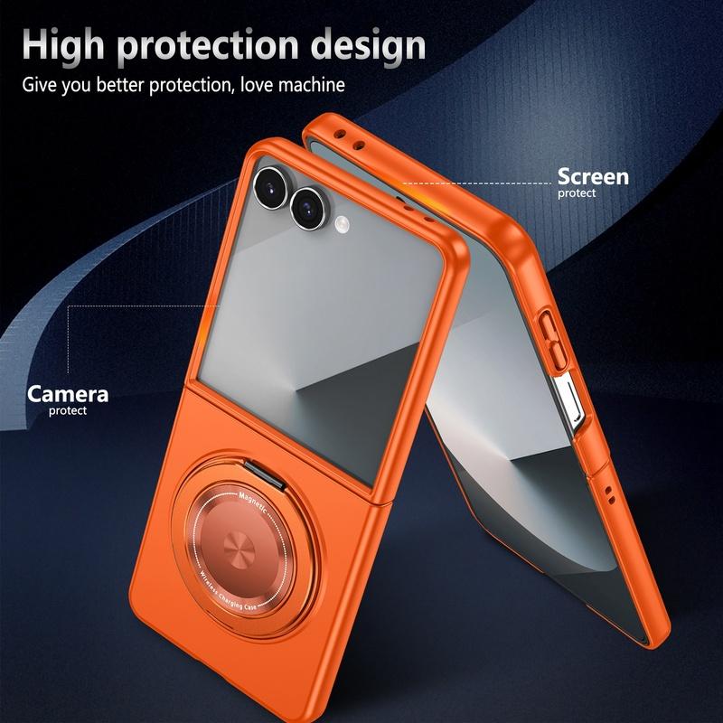 Luxury Military Armor Solid Color Magnetic 360 Bracket Phone Case for Samsung Galaxy Z Flip 8 7 6 5 4 3 5G for Magsafe Cove