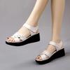 Fashion Wedges Heel Ladies Shoes Brown Leather No Summer 2024 Flat Rubber Footwear Sandals for Women Open Toe Outdoor Shoe Vip Sandal F
