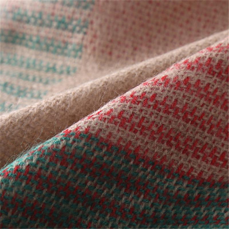 Autumn and Winter Women's Two-color Cross-striped Shawl, Plaid Multi-color Shawl, Student Scarf, Imitation Cashmere Fringed Dual-purpose