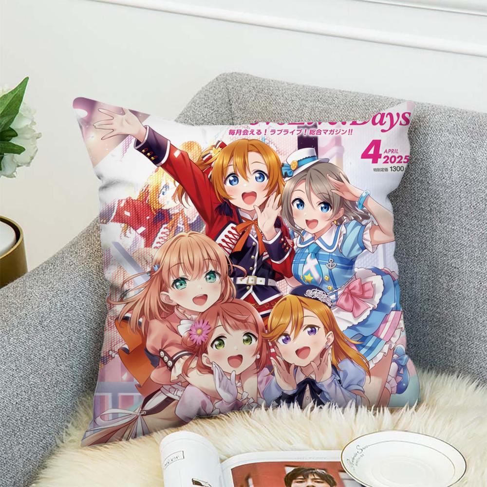 L-Love Live School Idol Pillow Case For Car Sofa Decorative Home Double-sided Print Plush Square Throw Pillow Cushion Cover