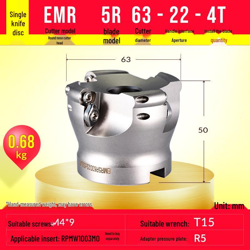 EMR Face Milling Round Nose CNC Tool Holder BT40 R5 Extended Cutter Head