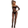 Women Plaids Mesh Bodystocking Long Sleeve Bodysuit See Through Tights Nightwear Erotic Lingerie Crotchless Jumpsuit