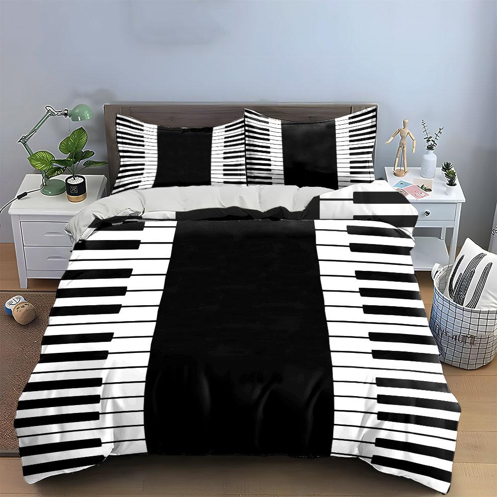 Piano keyboard pattern. Bedding sets Duvet cover sets Duvet covers Pillowcases(1*Duvet Cover 2*Pillowcases without duvet insert)