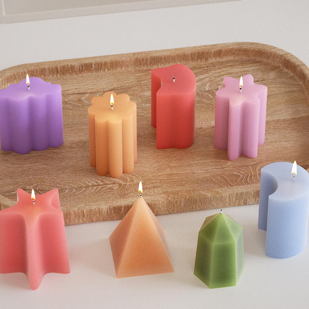 3D Starfish Moon Pyramid Cloud Flower Shape Scented Candle Silicone Mold DIY Plaster Resin Soap Wax Making Molds Home Ornament