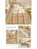 250G Two-Color Cationic Jacquard Throw Blanket with Small Handmade Pom-Poms
