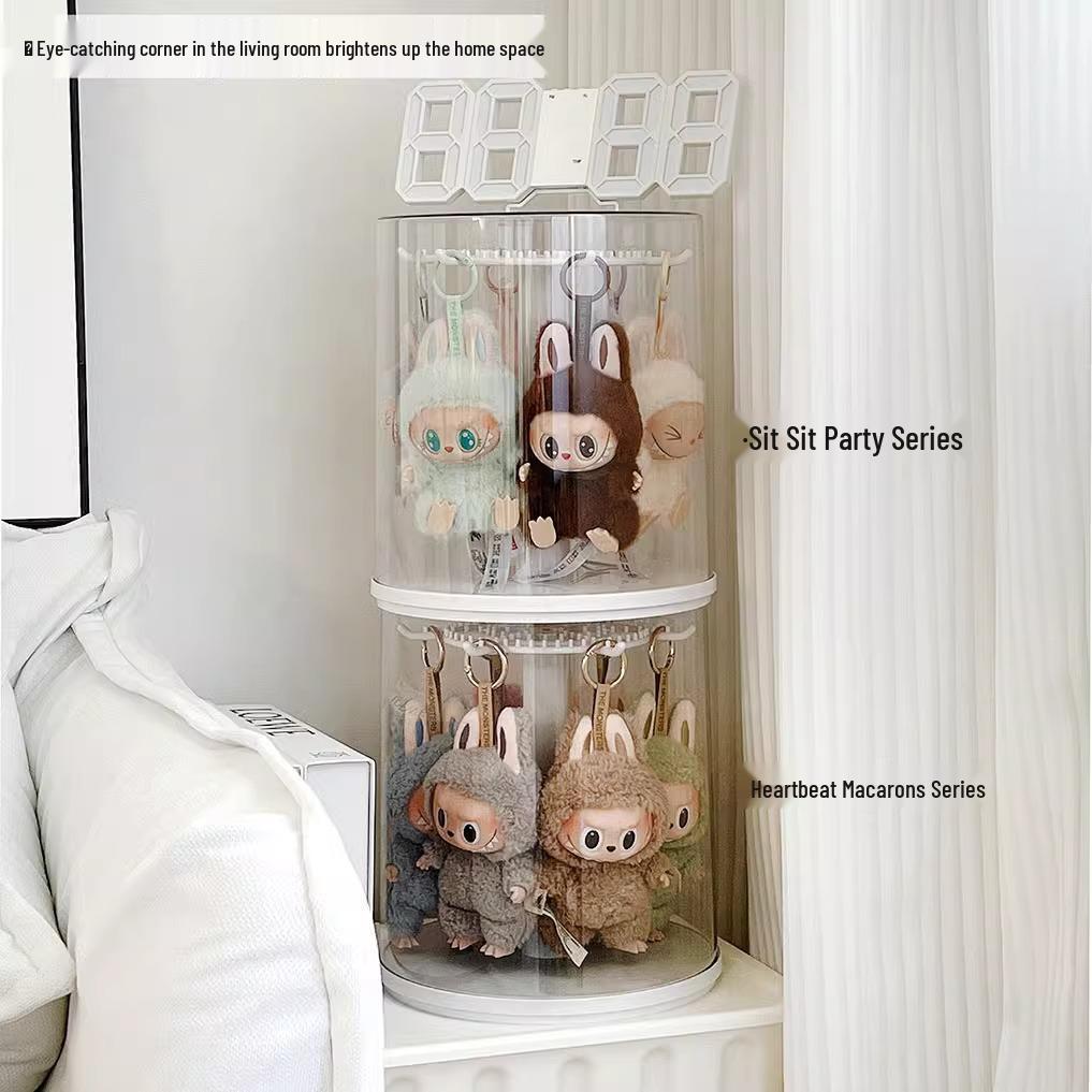 Rotating Labubu Plush Doll Display and Storage Box