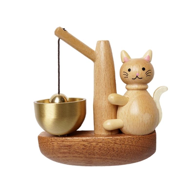 

Wood Doorbell Chimes Magnetic Fishing Cats Designs Loud Welcome Shopkeepers Bells for Garden Porch Home Hanging Ornament