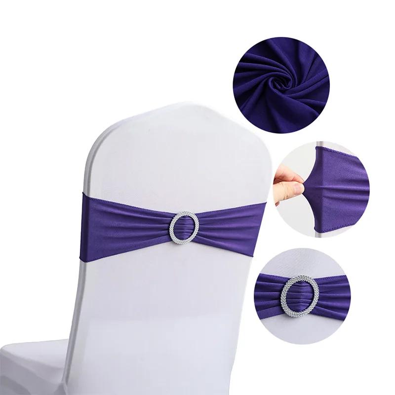 10/50 Pcs Polyester Spandex Chair Sashes Bands Stretch Chair Ties Bows with Buckle Slider for Wedding Banquet Party Decoration