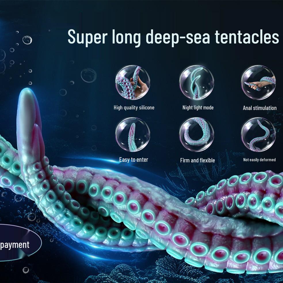 A184 Silicone Octopus Tentacle Toy - Purple & Green Anal Stimulation Dildo for Men & Women, SM Super Long Realistic Design.
