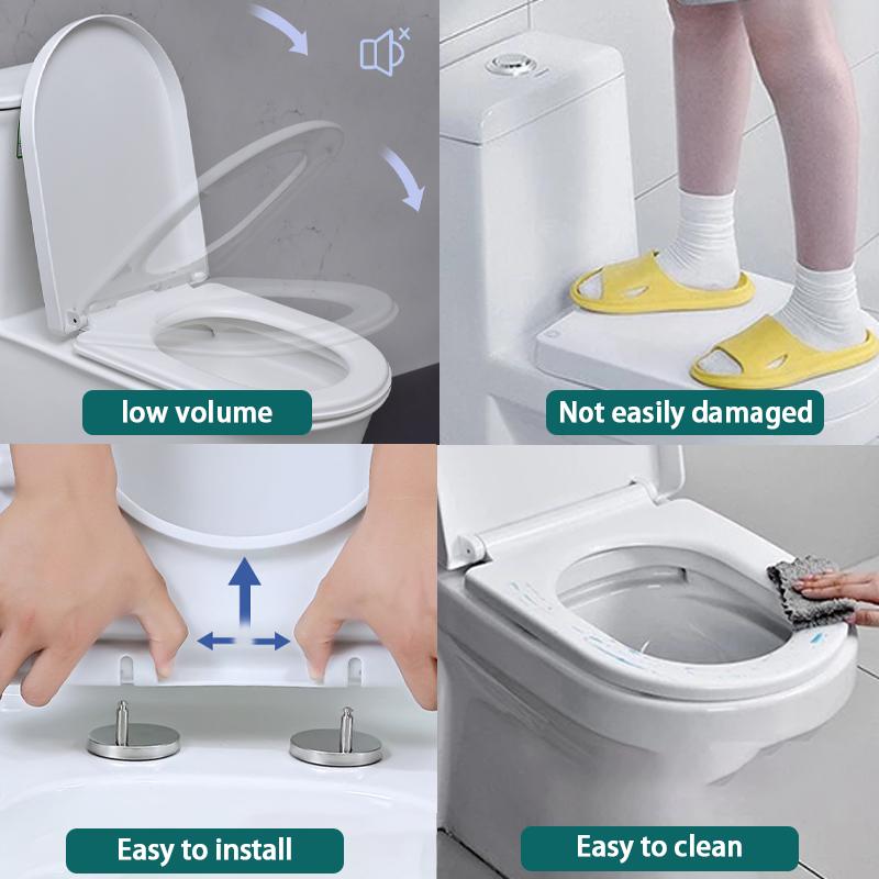 [Installiert in 1 Sekunde] Verdickter, bruchsicherer Toilettensitz, kompatibel mit allen Marken, U/V/O-förmigen Toilettensitzen