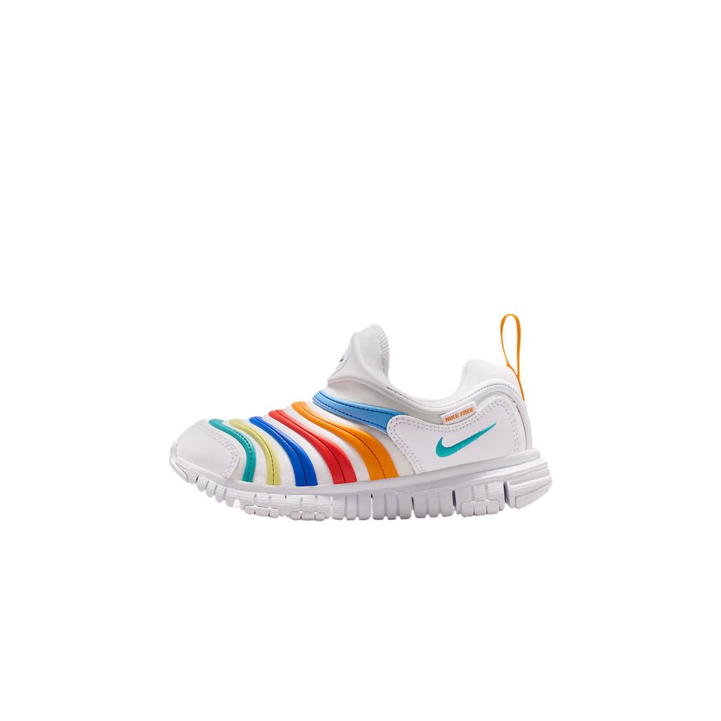 Nike Dynamo Free PS White Multi Kids Sneakers Limelight Hyper-Royal Dusty-Cactus 343738-106