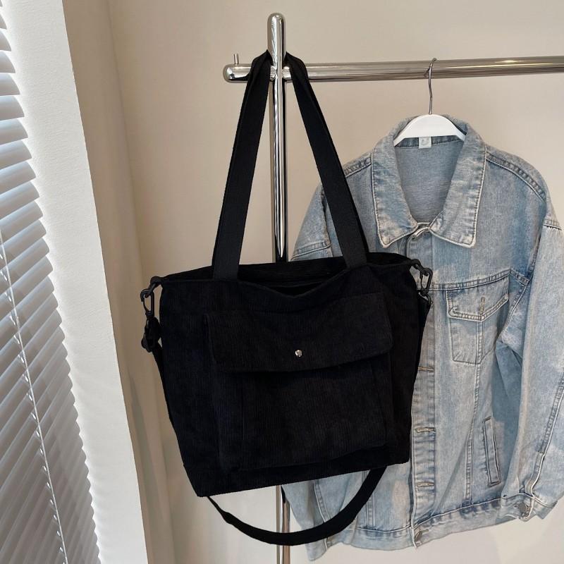 

All-matching Large-capacity Women s Tote Bag New Corduroy Light Fashionable Handbag Commuting Shoulder Cross-body чорний