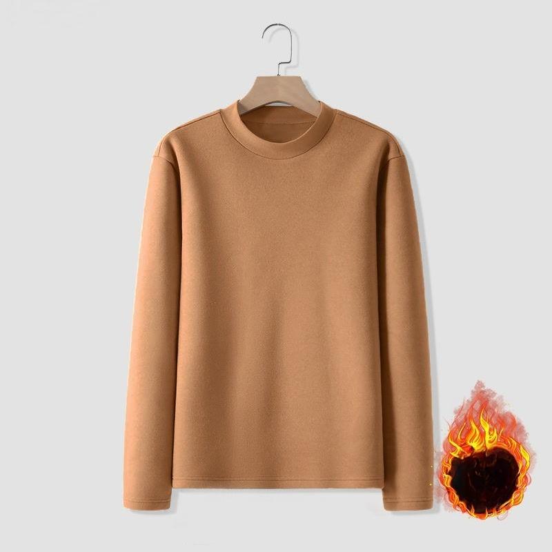 Men's German Velvet Long-Sleeve Half-High Collar T-Shirt for Autumn/Winter
